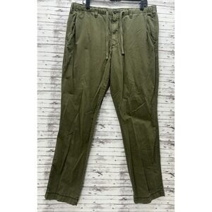 GAP Pants Men 36 Green Military Ripstop Drawstring Zip Sretch Waist Athletic Fit